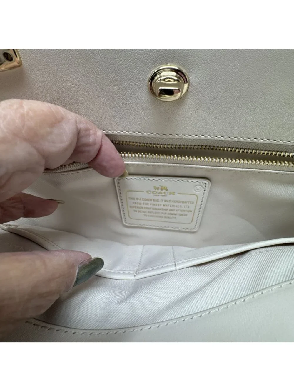 Coach Gramercy Studded Satchel  Color Chalk